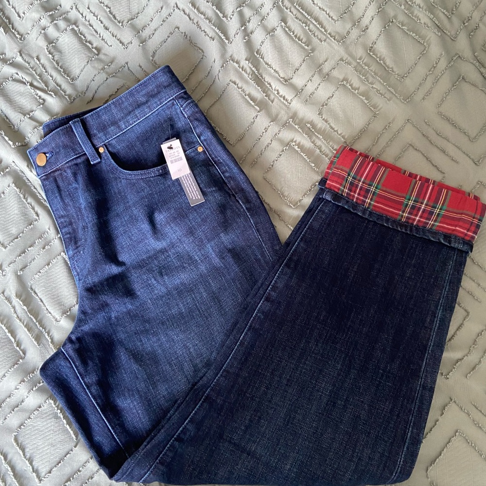 Talbots Blue and Red Ankle Cropped Jeans